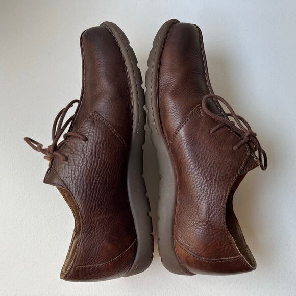 Born Oxfords Men\'s Size 12 Brown Lace-Up Pebbled Leather Split Toe Stitching main image 9